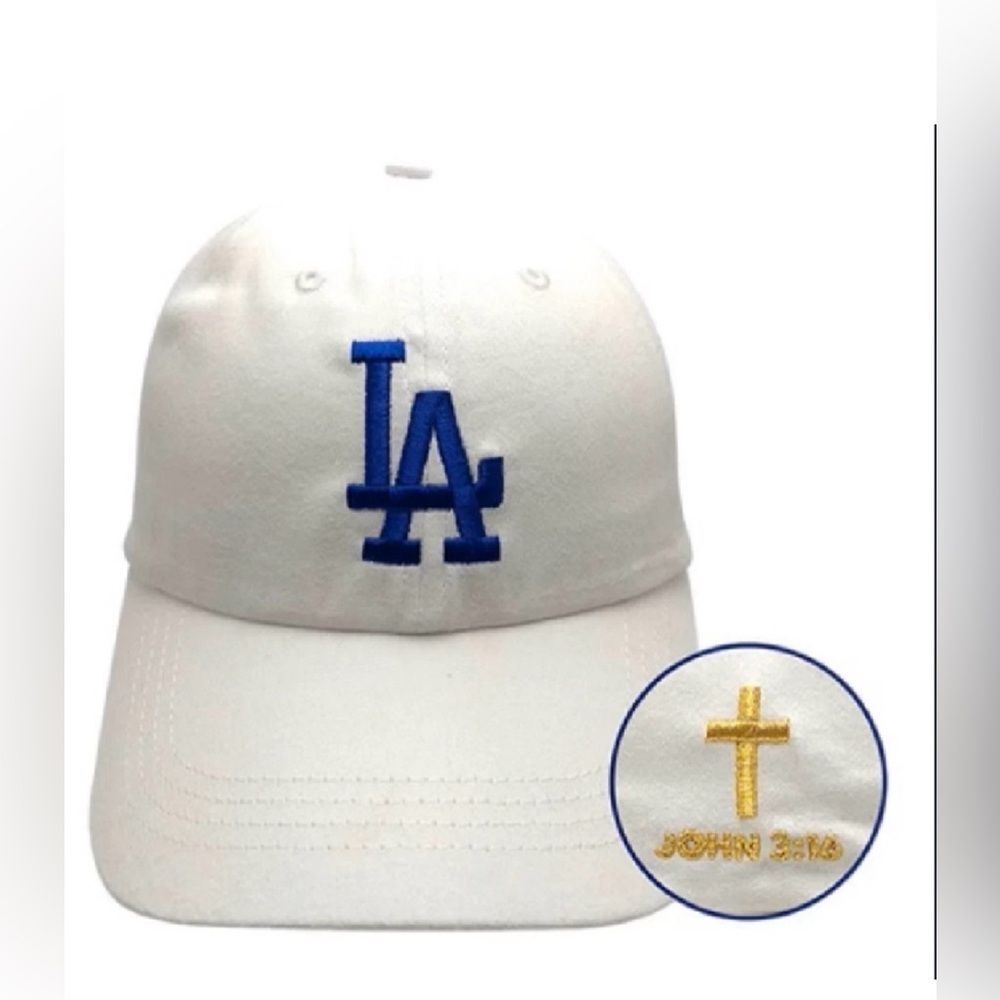 Los Angeles Dodgers White Baseball Cap with John 3:16 SGA NEW